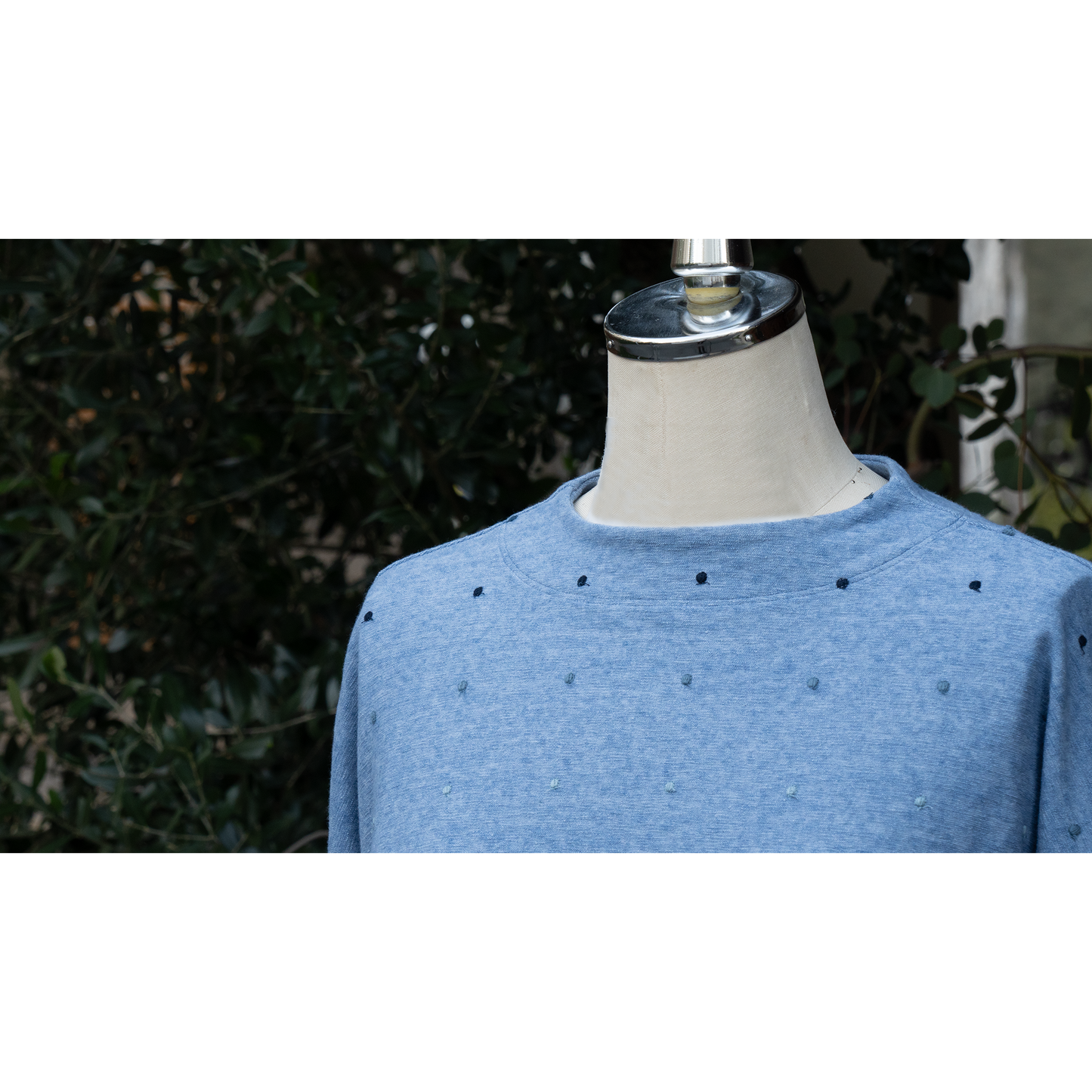 ミニパイル 9分袖ロングTシャツ 水玉 スカイブルー