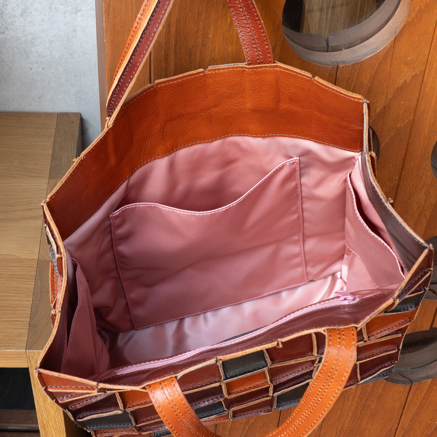 牛革パッチワークトートバック