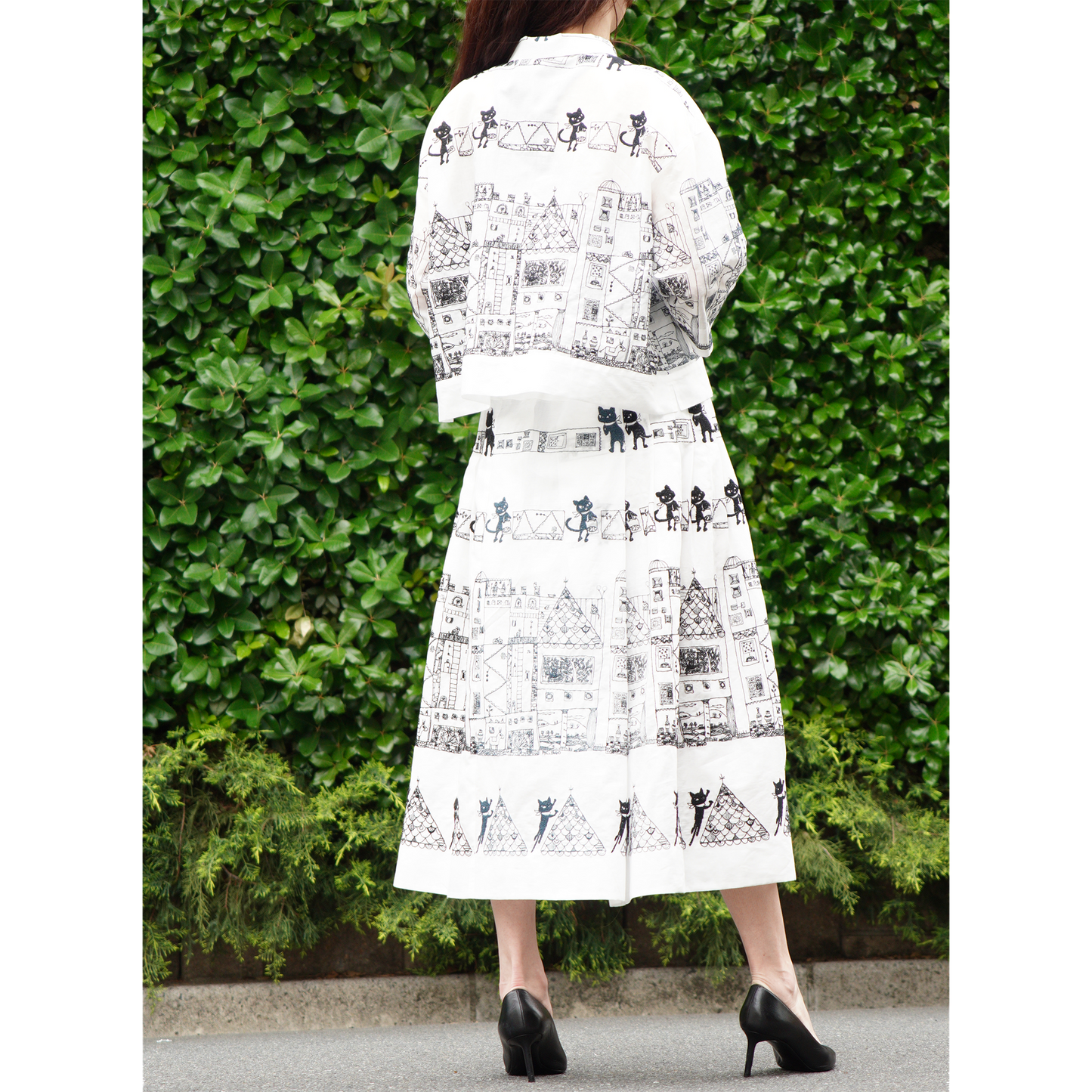 街クロッチ タックスカート 白×墨