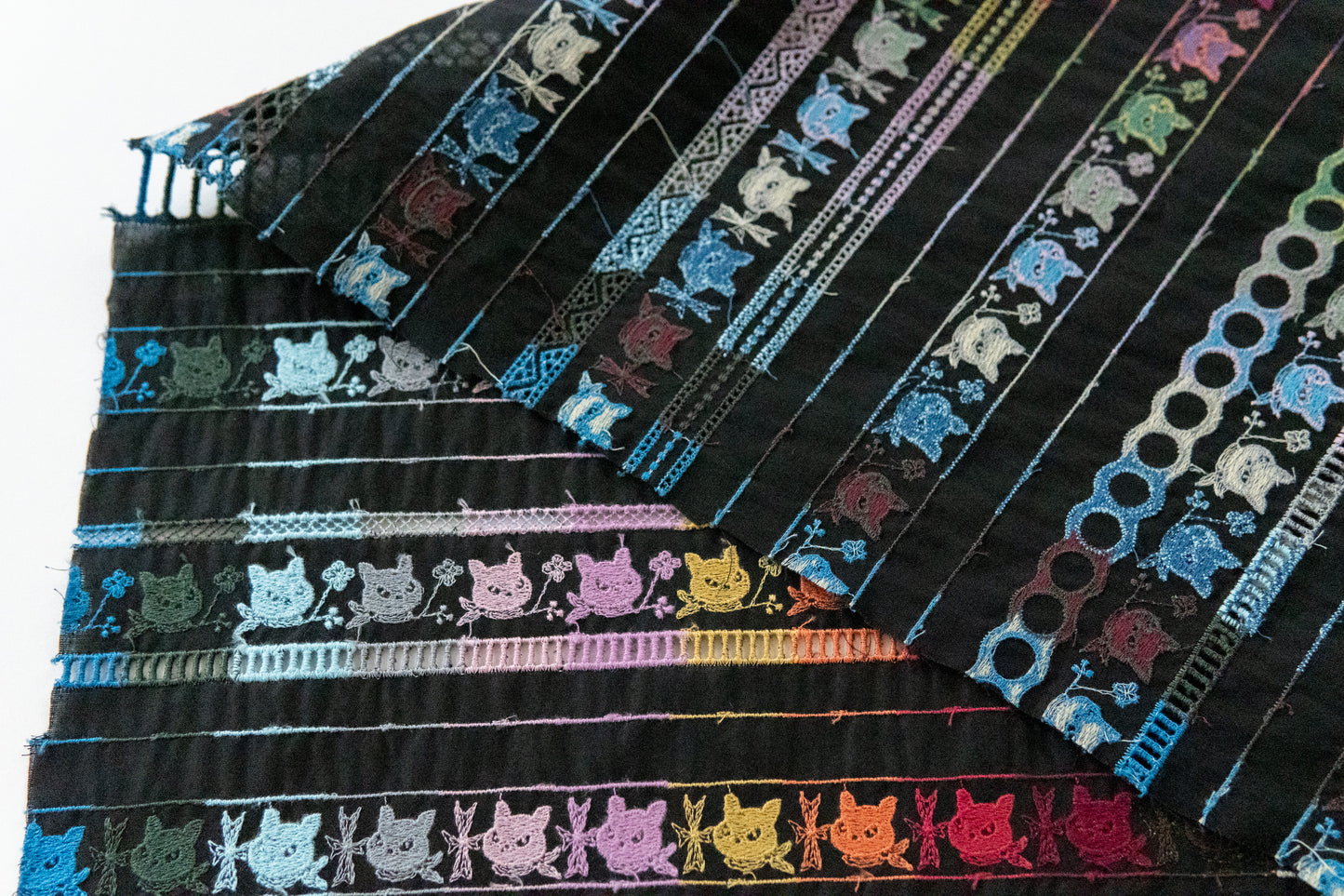 カット布 ストライプクロッチ 黒×多色A