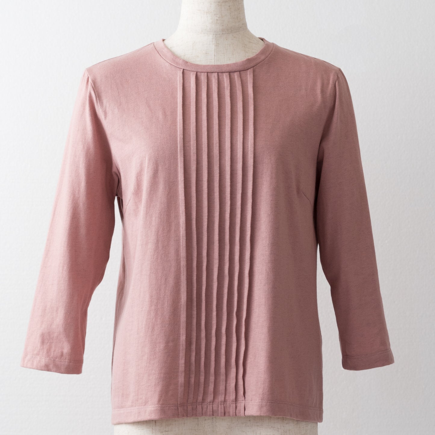 ピンタックTシャツ スモーキーピンク