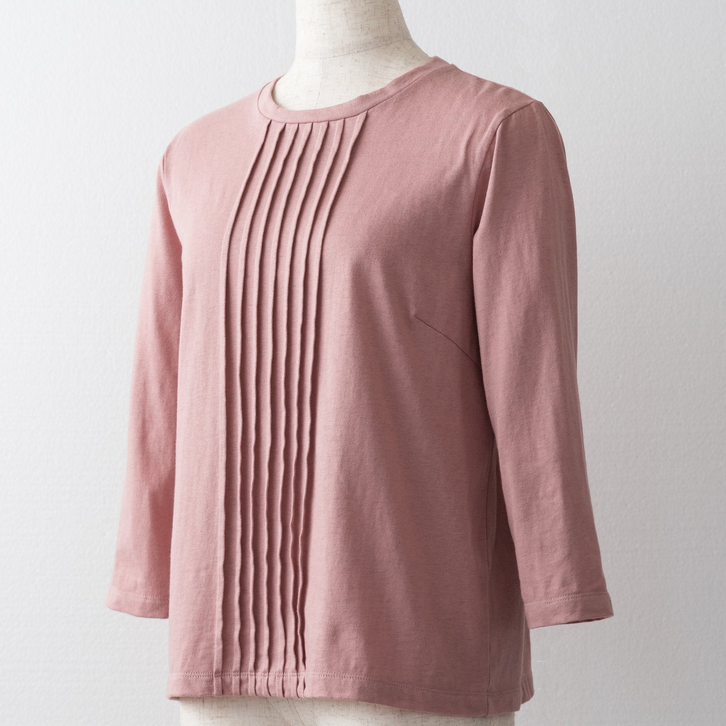 ピンタックTシャツ スモーキーピンク