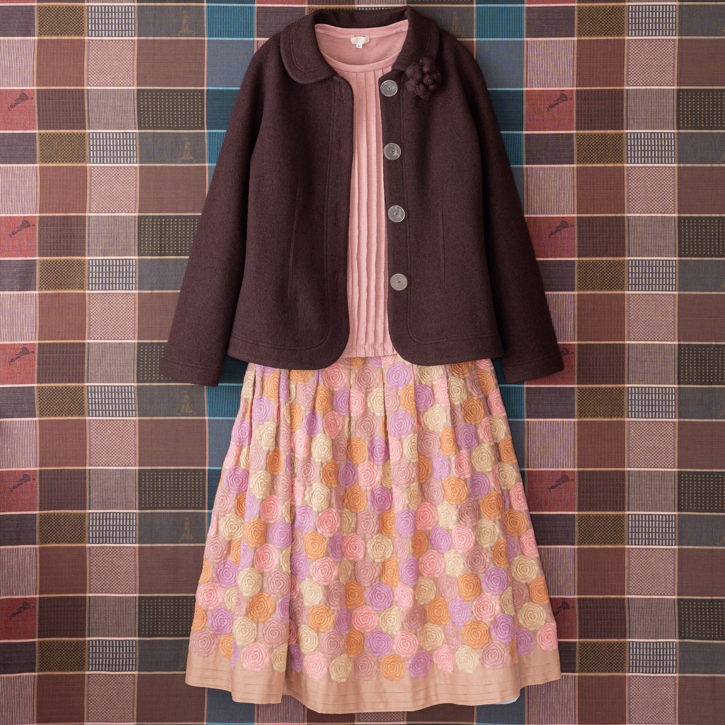 ピンタックTシャツ スモーキーピンク