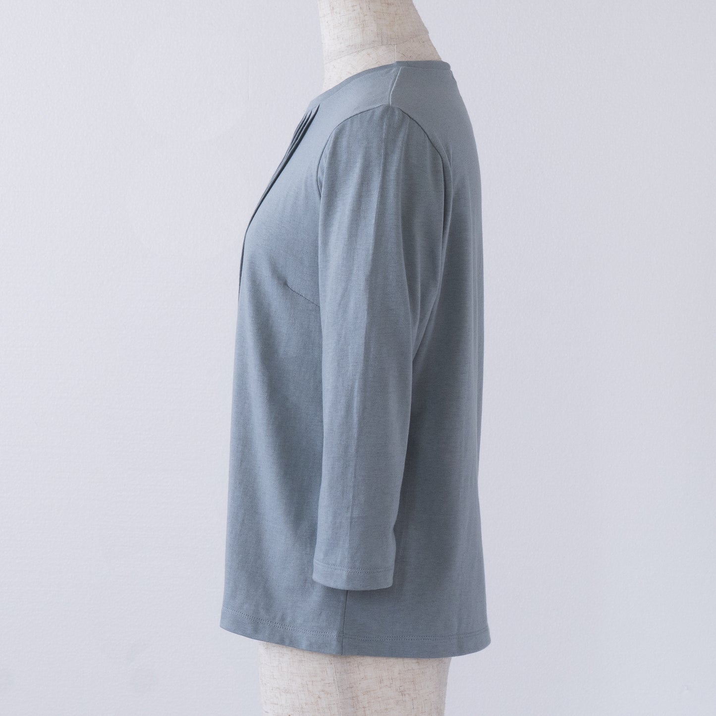 ピンタックTシャツ ブルーグレー