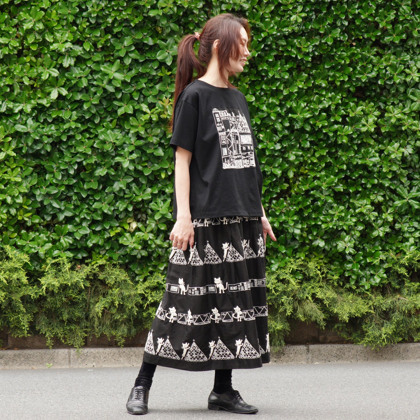 街クロッチ 半袖Tシャツ 黒