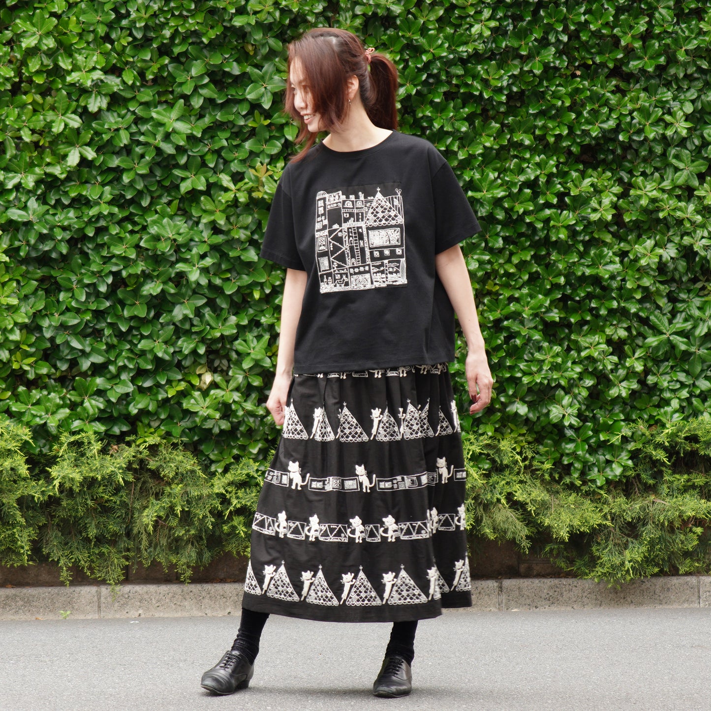 街クロッチ 半袖Tシャツ 黒