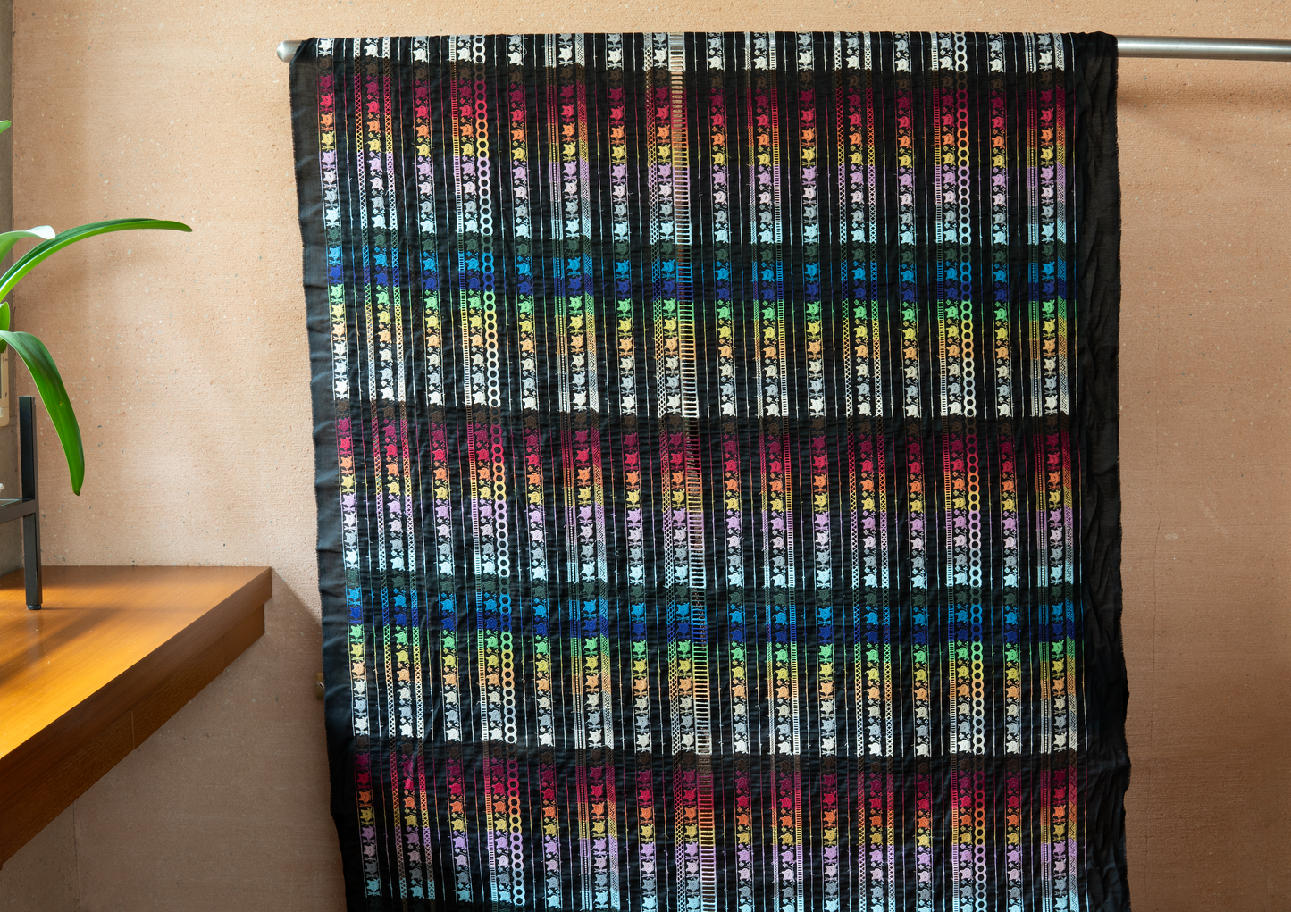 テキスタイル ストライプクロッチ 黒×多色A