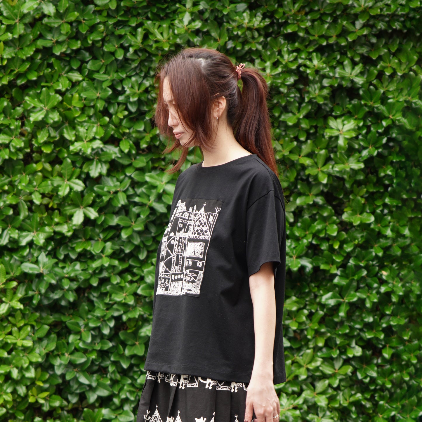 街クロッチ 半袖Tシャツ 黒