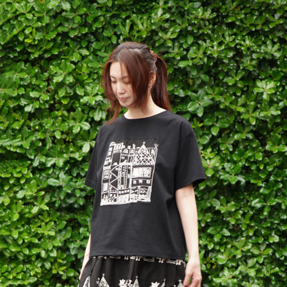 街クロッチ 半袖Tシャツ 黒