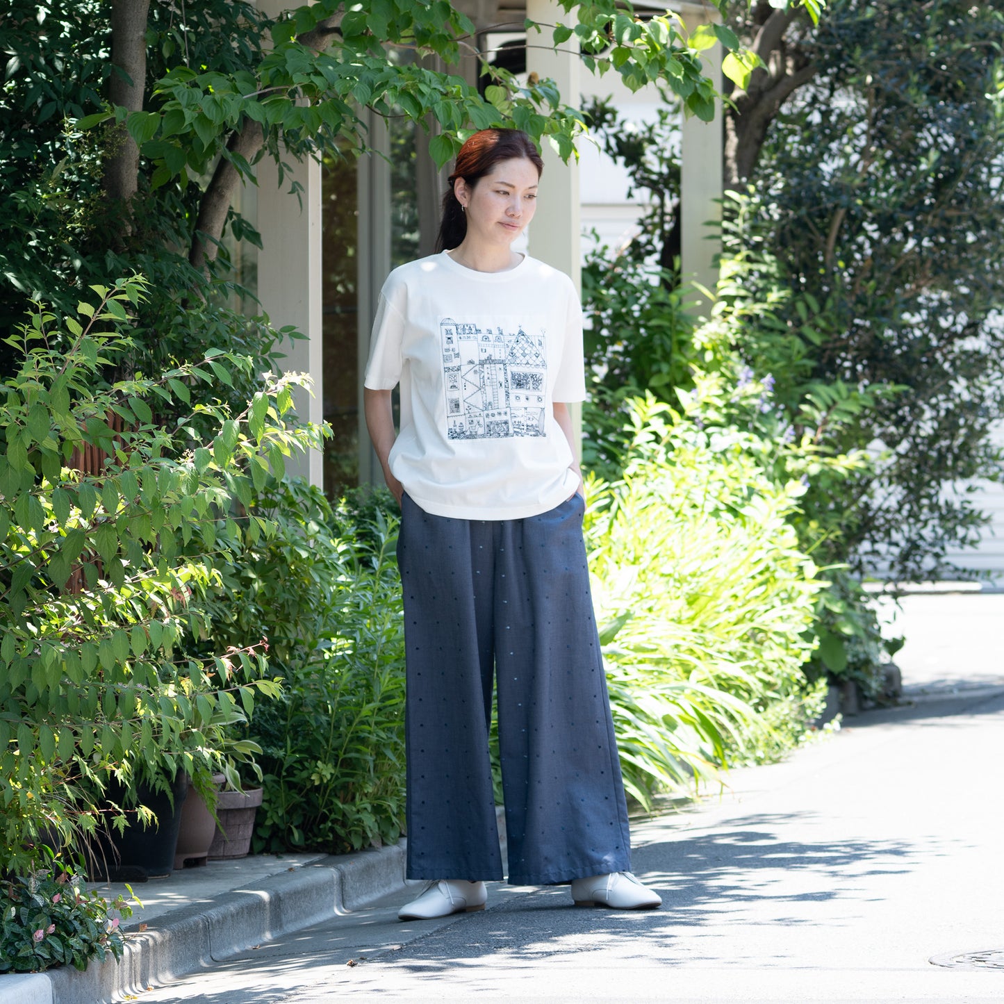 街クロッチ 半袖Tシャツ 白