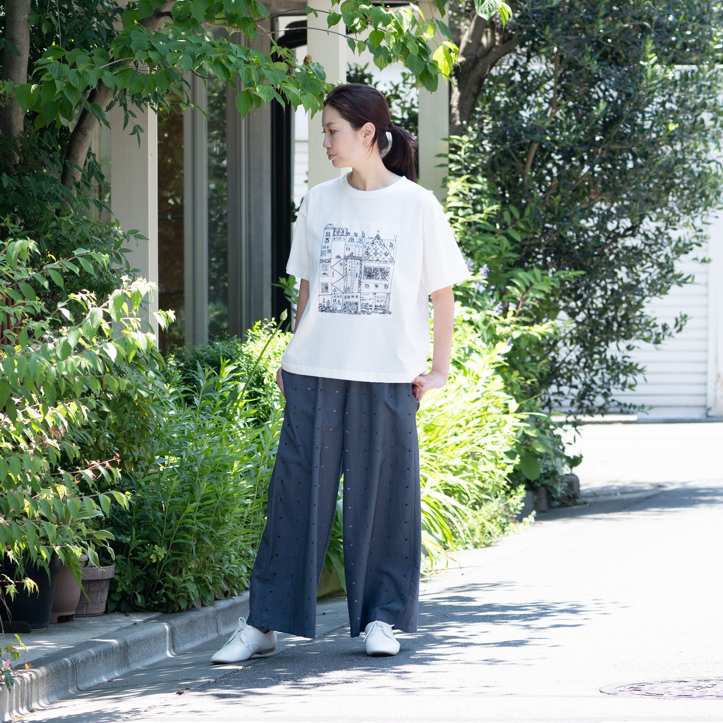 街クロッチ 半袖Tシャツ 白