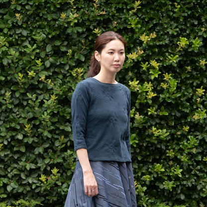 木の実バラ 七分袖Tシャツ ナイトグリーン