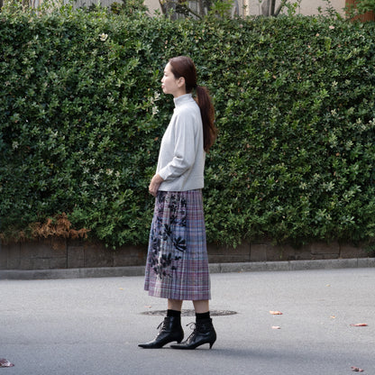 ビッグチェック 植物採集メガ リバーシブルタックスカート 多色×紺系【予約販売】