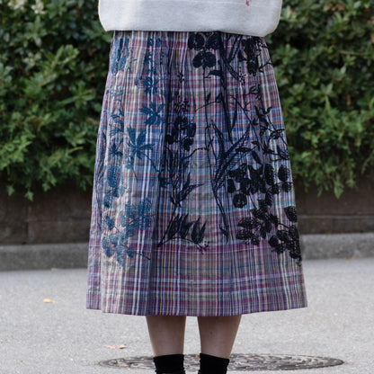 ビッグチェック 植物採集メガ リバーシブルタックスカート 多色×紺系【予約販売】