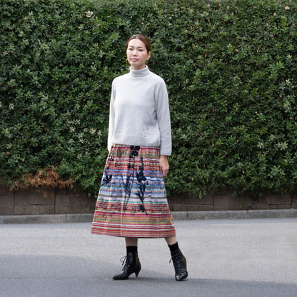 ビッグチェック 植物採集メガ リバーシブルタックスカート 多色×紺系【予約販売】