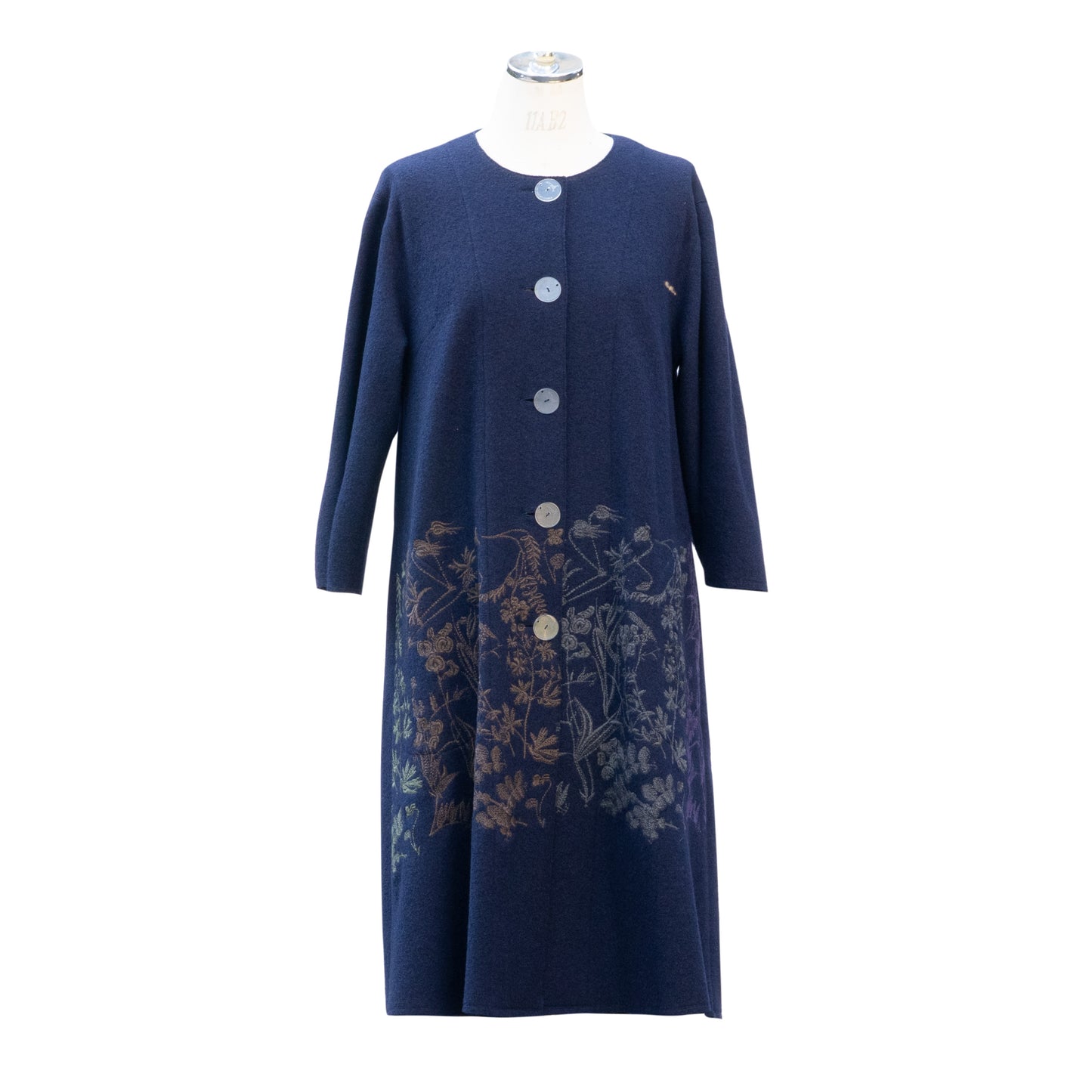 圧縮ウール天竺 植物採集ノーカラーコート ネイビー【予約販売】