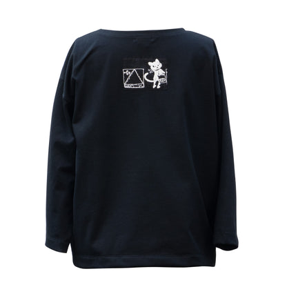 街クロッチ 七分袖Tシャツ 黒