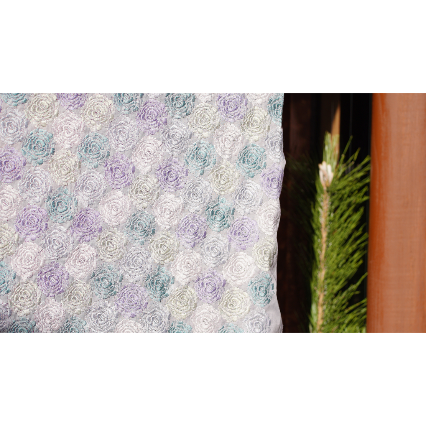 テキスタイル モネのバラ グレーパープル