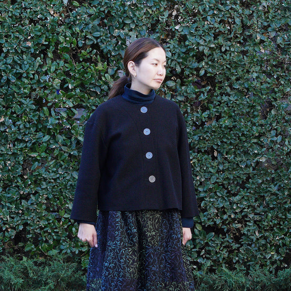 圧縮ウールノーカラーJKT黒【予約販売】