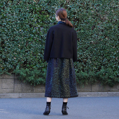 圧縮ウール天竺 ノーカラージャケット 黒