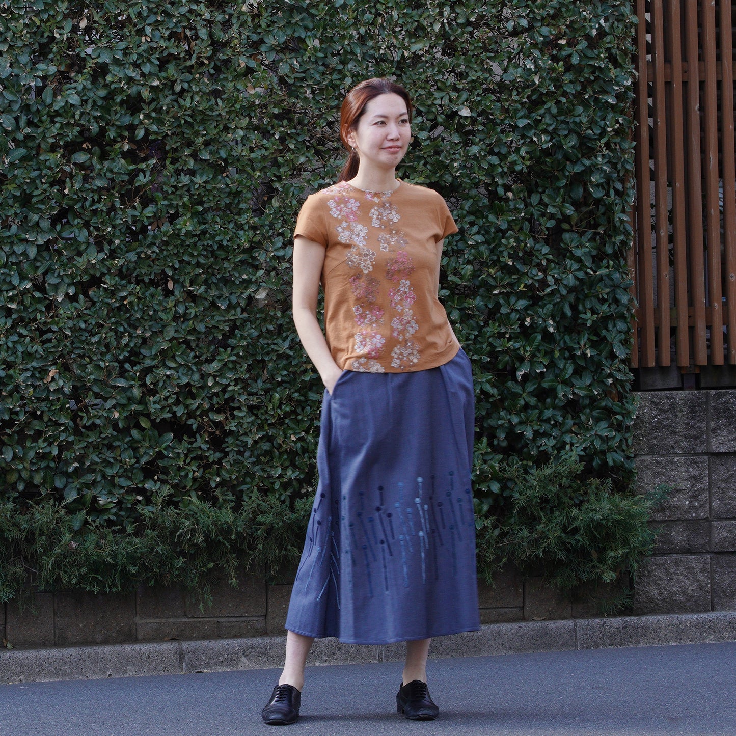 風花 フレンチスリーブTシャツ アース