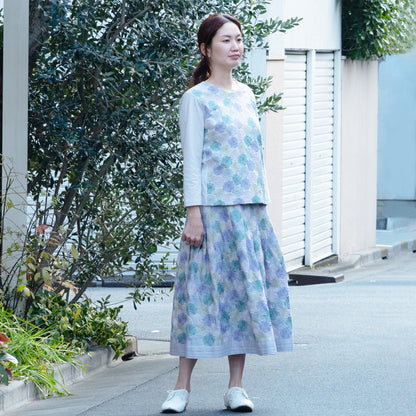 モネのバラ 長袖Tシャツ ラベンダーグレー