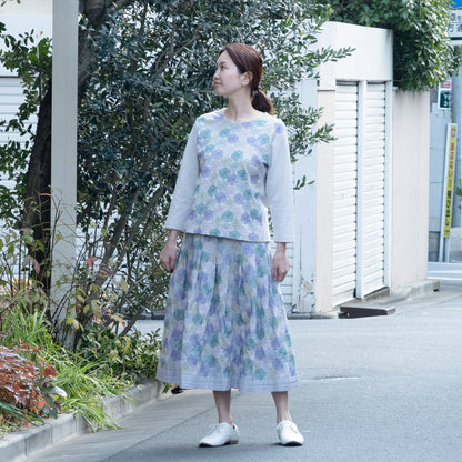 モネのバラ タックスカート グレーパープル