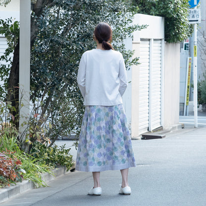 モネのバラ 長袖Tシャツ ラベンダーグレー