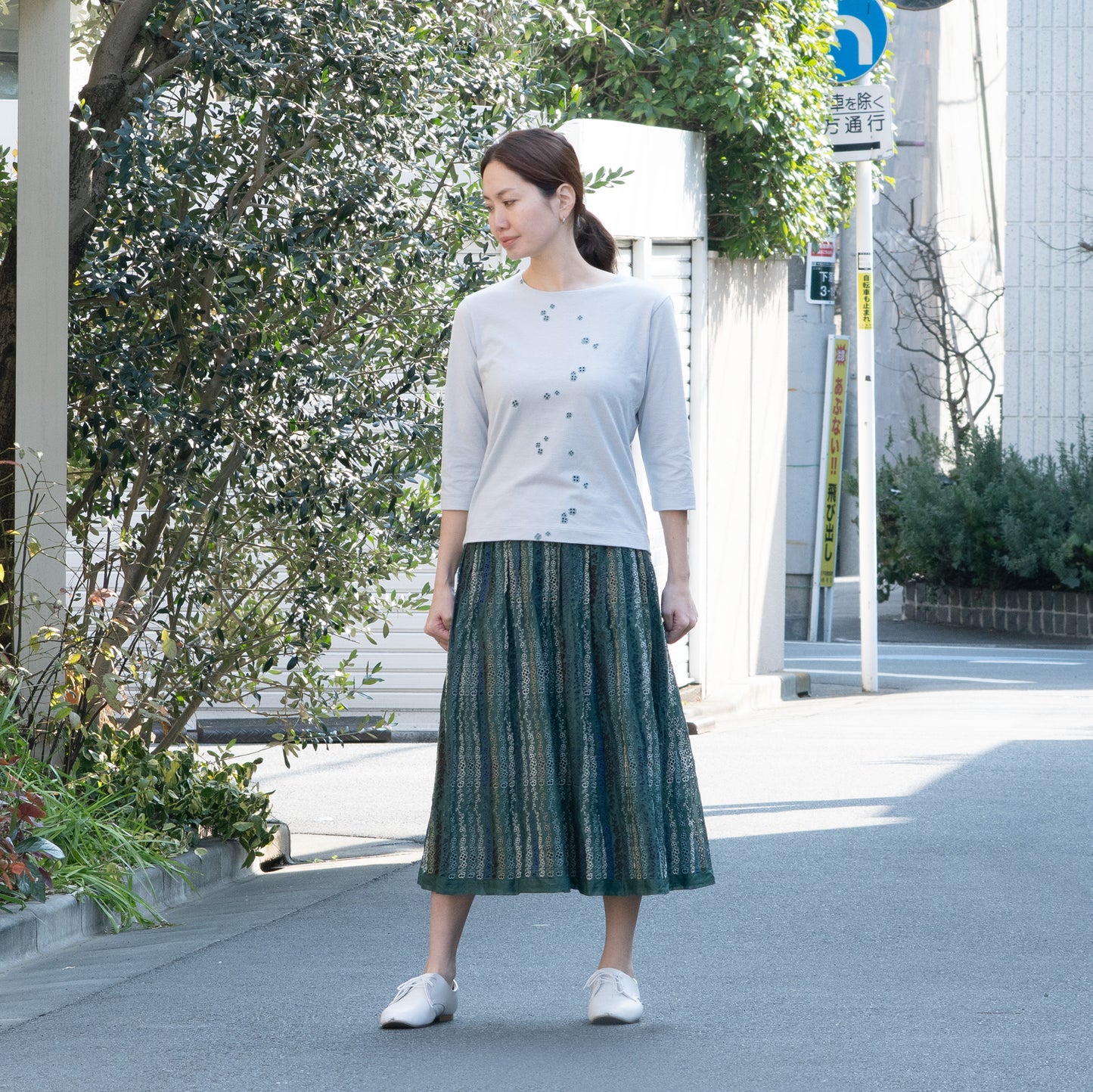 ボーラークローバー七分袖Tシャツ ライトブルー