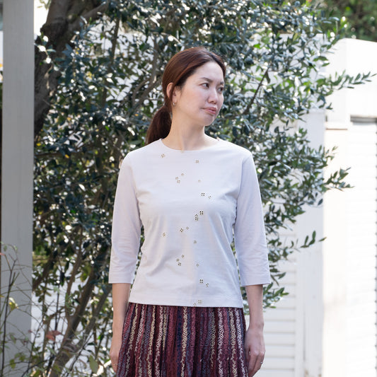 ボーラークローバー七分袖Tシャツ ソフトピンク