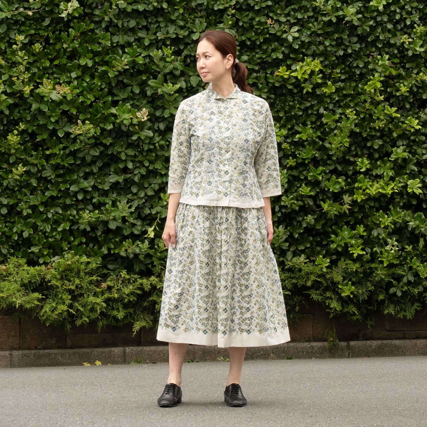 風花タックスカート ベージュ