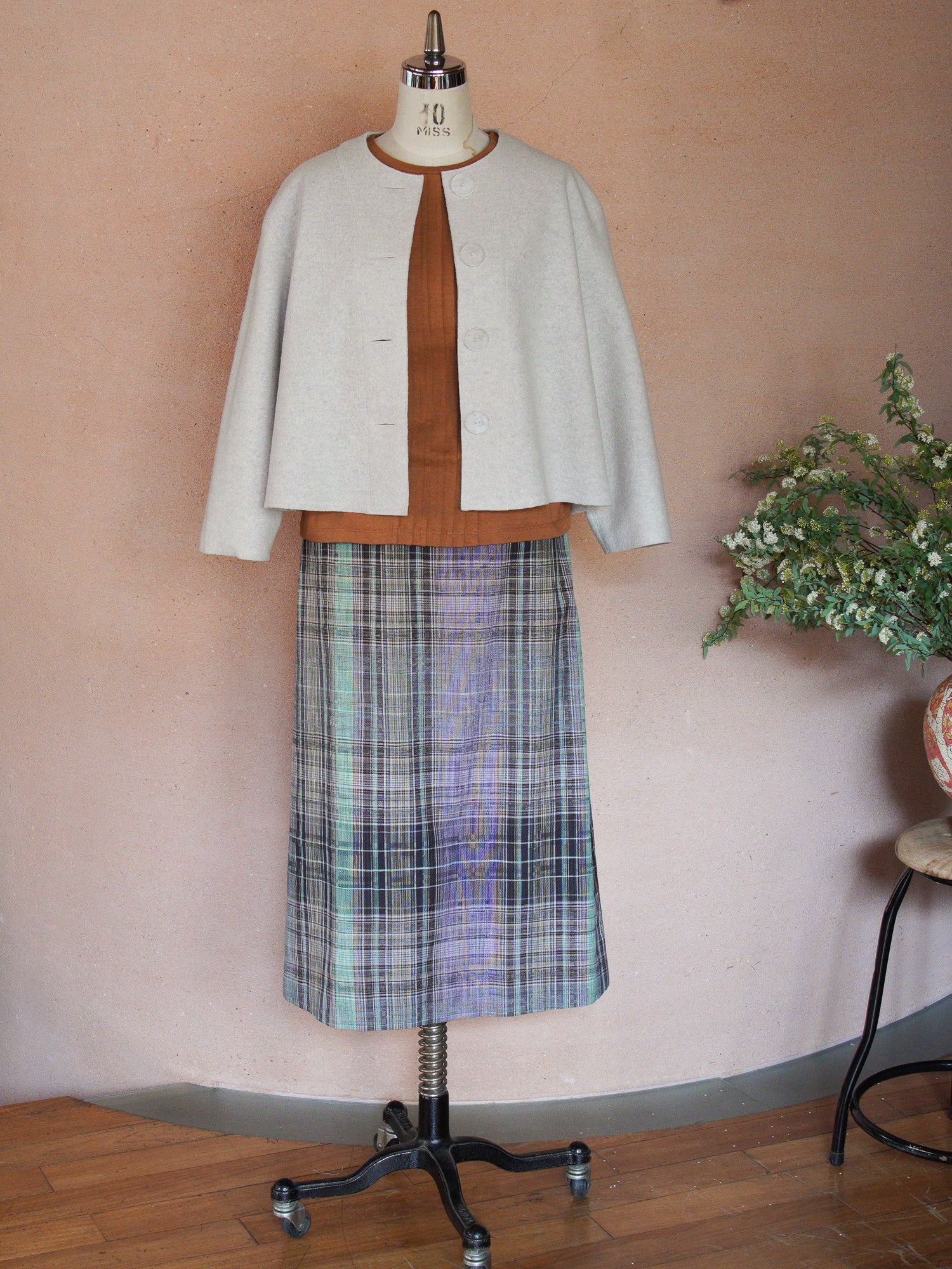 PJC  大西和子　 モネのバラ　ローウエスト　手作りスカート着丈66センチ〜64センチ